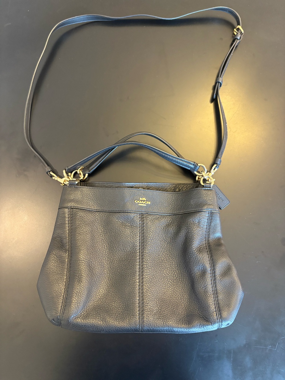 Coach Black Pebbled Leather Convertible Satchel Shoulder Crossbody Bag - Picture 2 of 16